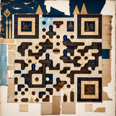 Egyptian Hieroglyph Paper Collage QR Code Art