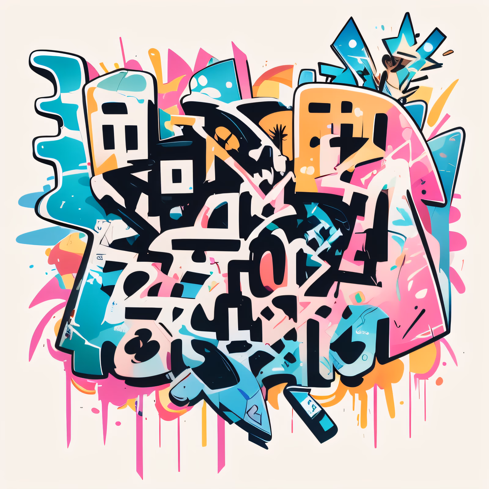 涂鸦野格式字体风格化插画二维码服饰设计 — 图片 1
