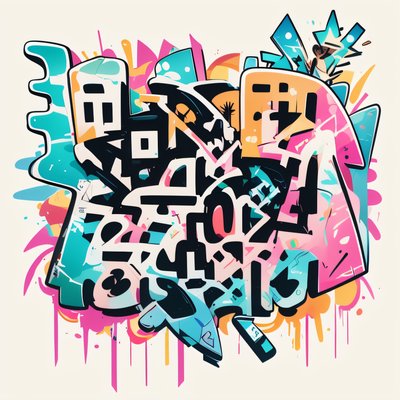 Graffiti Wildstyle Lettering Stylized Illustration QR Code for Apparel