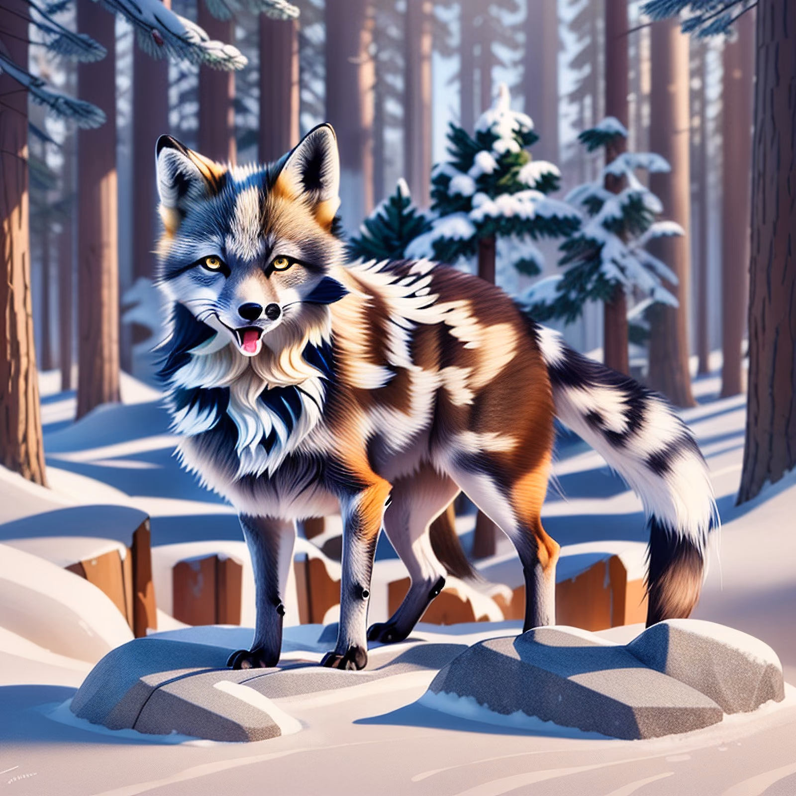 Winter Forest Fox Digital Painting QR Code Art — image 1