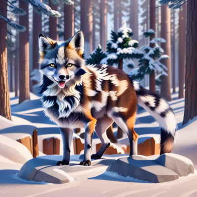 Winter Forest Fox Digital Painting QR Code Art — image 1