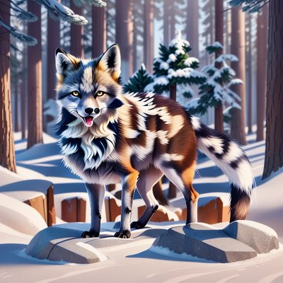 Winter Forest Fox Digital Painting QR Code Art