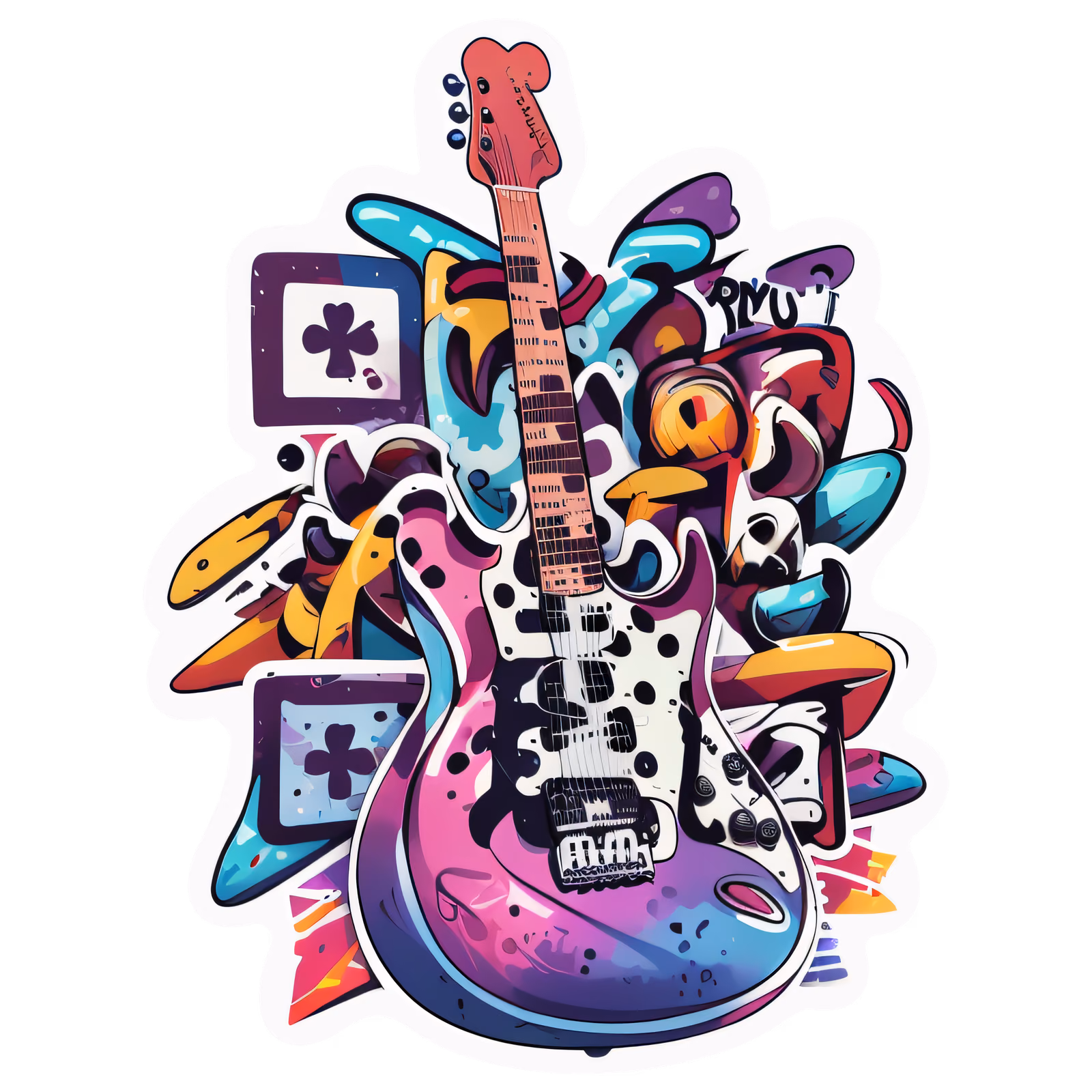 Graffiti Electric Guitar Vector QR Code for Stickers — image 1