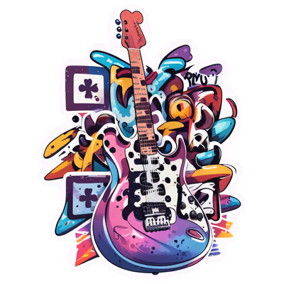 Graffiti Electric Guitar Vector QR Code for Stickers — image 1