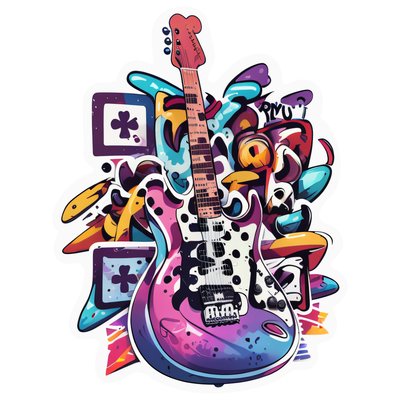 Graffiti Electric Guitar Vector QR Code for Stickers