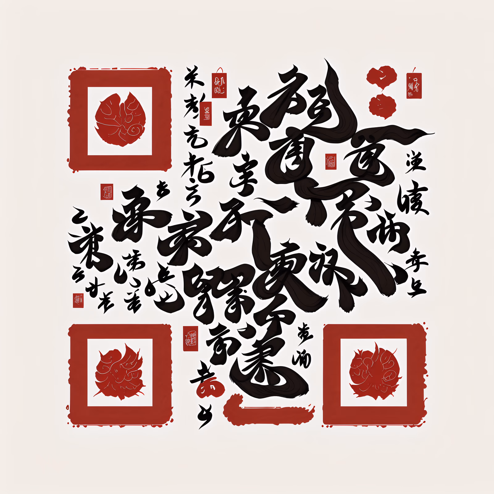 Black Ink Brush Calligraphy Lettering QR Code Art — image 1