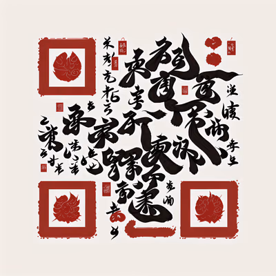 Black Ink Brush Calligraphy Lettering QR Code Art — image 1