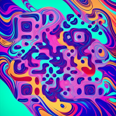 Психоделический жидкий вихрь, абстрактный QR-код для постеров