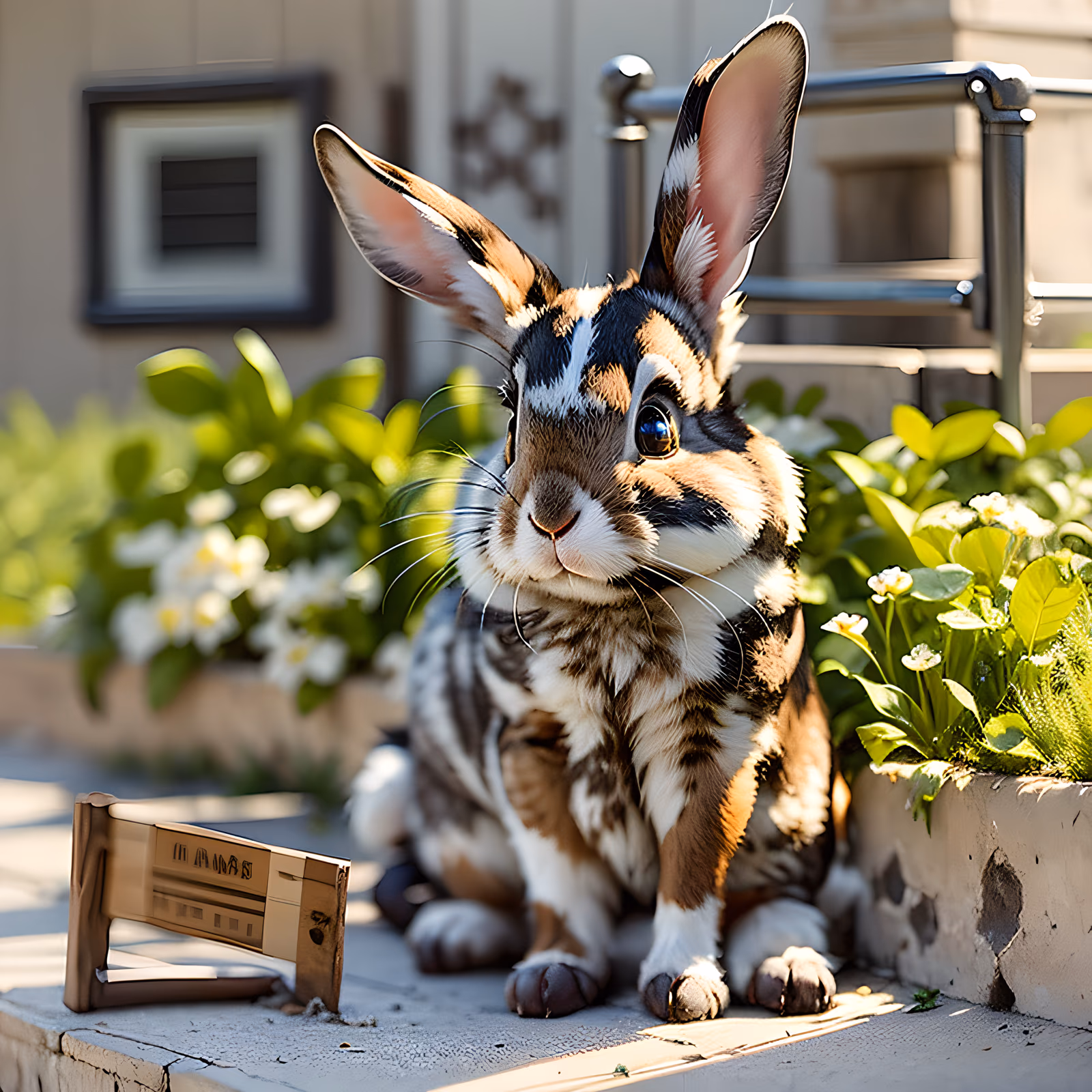 Sunlit Rabbit Among Flowers 3D QR Code Art — image 1