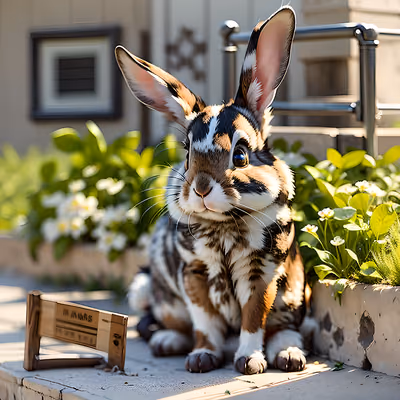 Sunlit Rabbit Among Flowers 3D QR Code Art — image 1