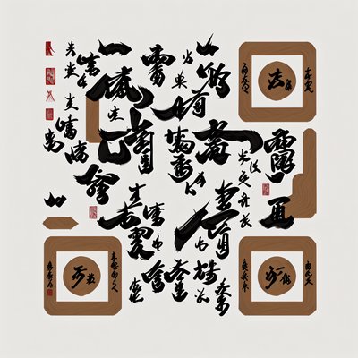 Japanese Brush Calligraphy Lettering QR Code Art