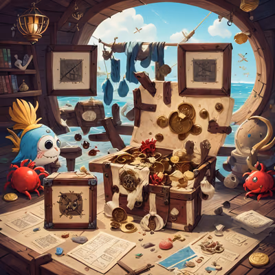 Pirate Treasure Chest Cartoon QR Code for Posters — image 1