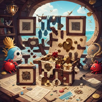 Pirate Treasure Chest Cartoon QR Code for Posters