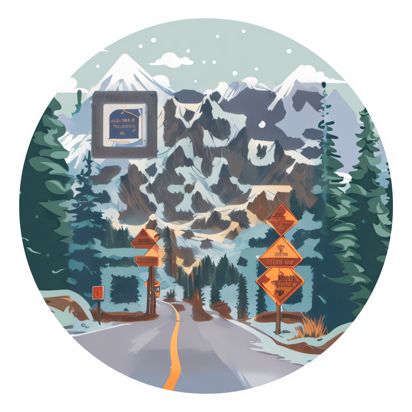 Mountain Road Scenic Vector QR Code for Stickers — image 1
