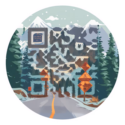 Mountain Road Scenic Vector QR Code for Stickers — image 1