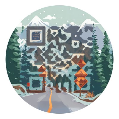 Mountain Road Scenic Vector QR Code for Stickers