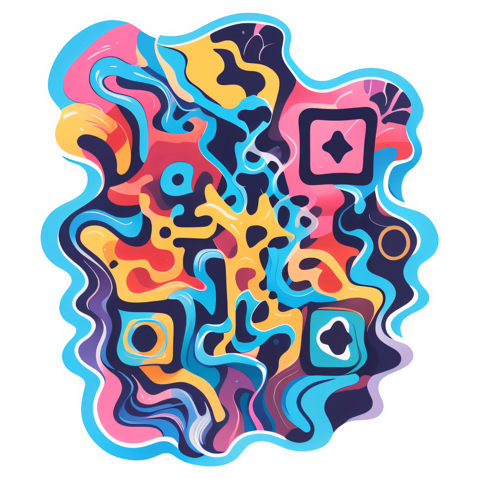Flowing Wave Abstract Vector QR Code for Stickers — image 1