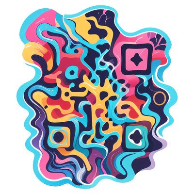 Flowing Wave Abstract Vector QR Code for Stickers