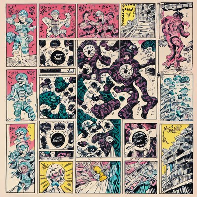 漫画分格城市墨线二维码艺术,适用于海报
