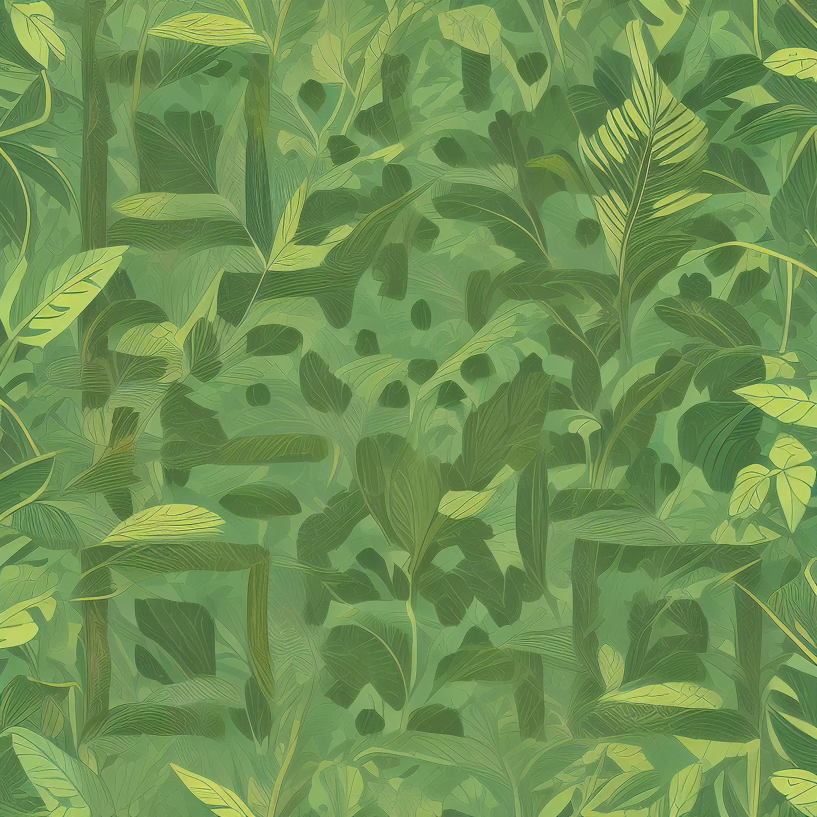 Green Jungle Leaves Digital QR Code Art — image 1