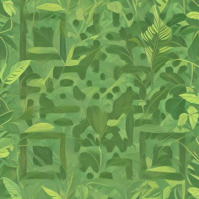 Green Jungle Leaves Digital QR Code Art