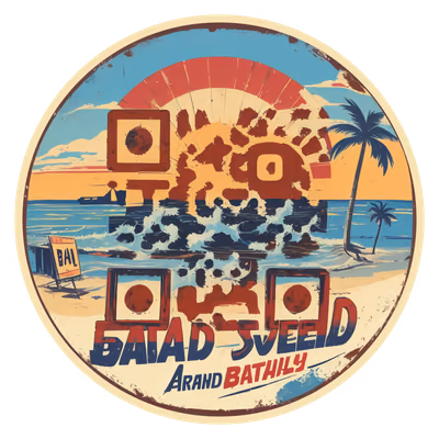 Vintage Beach Sunset Sign QR Code for Stickers — image 1