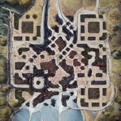 Fantasy City Aerial Map QR Code for Posters
