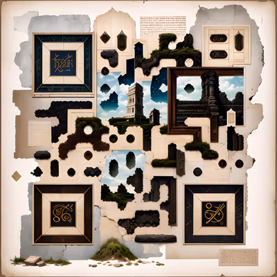 Ancient Ruins Dada Collage QR Code Art — image 1