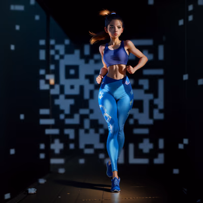 Running Woman Athletic Digital Painting QR Code for Posters — image 1