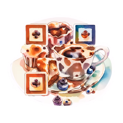 Coffee and Muffins Watercolor QR Code for Stickers — image 1