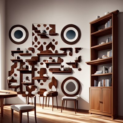 Walnut Furniture Interior Painting QR Code Art