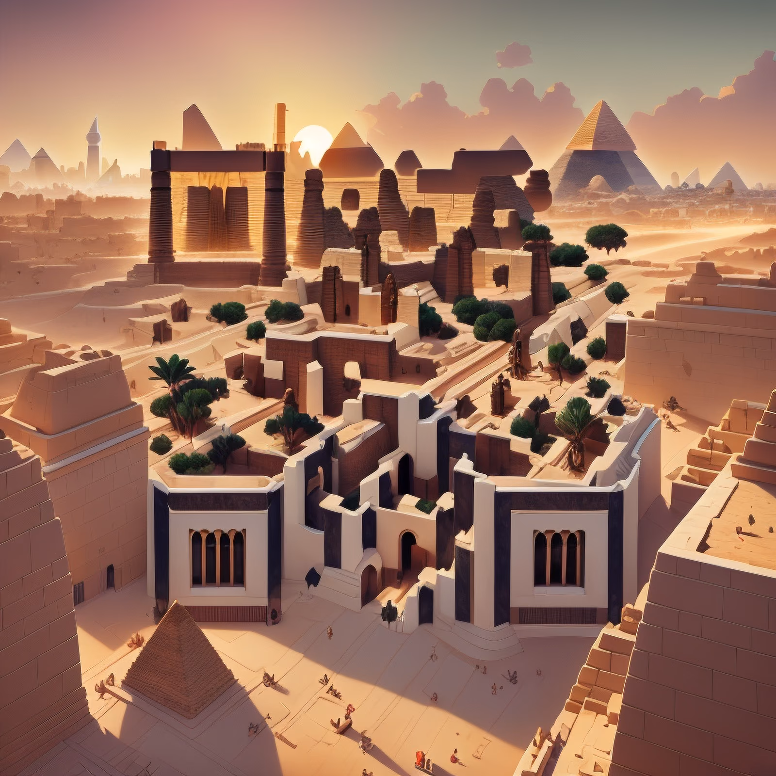 Egyptian Pyramids Sunset Game Art QR Code Poster — image 1