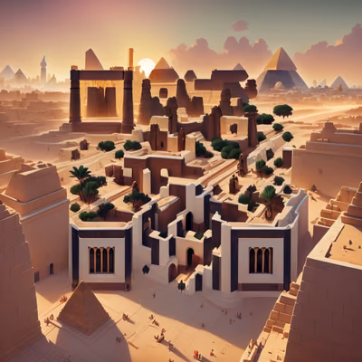 Egyptian Pyramids Sunset Game Art QR Code Poster — image 1