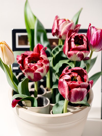 Red Tulips Photo QR Code Art