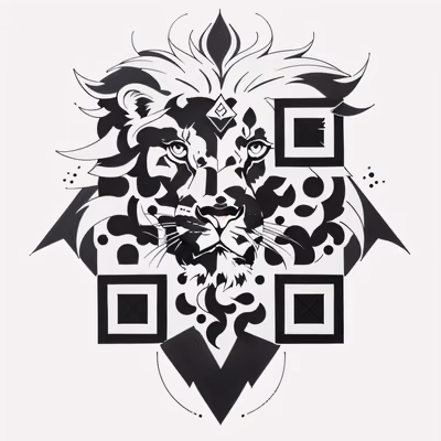 Geometric Lion Head Tattoo Animals QR Code for Temporary Tattoos — image 1