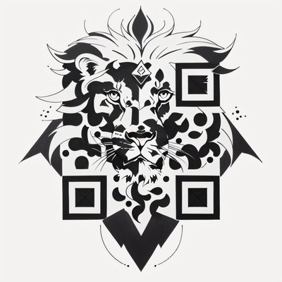 Geometric Lion Head Tattoo Animals QR Code for Temporary Tattoos