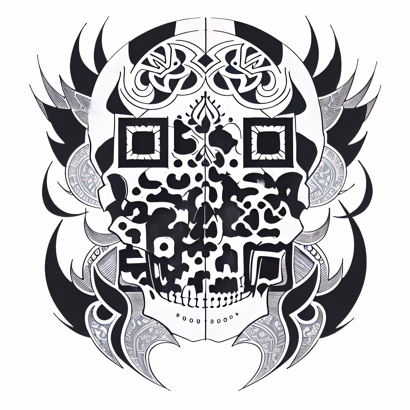 Tribal Skull Ink Tattoo Pattern QR Code for Temporary Tattoos — image 1