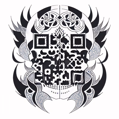 Tribal Skull Ink Tattoo Pattern QR Code for Temporary Tattoos — image 1