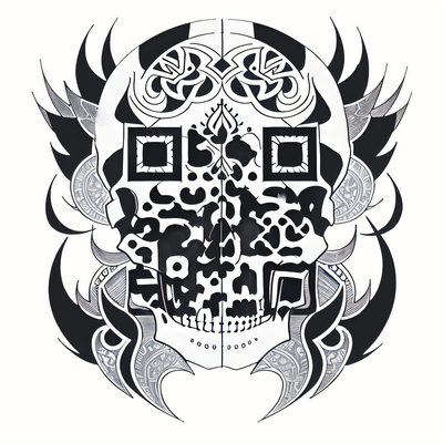 Tribal Skull Ink Tattoo Pattern QR Code for Temporary Tattoos