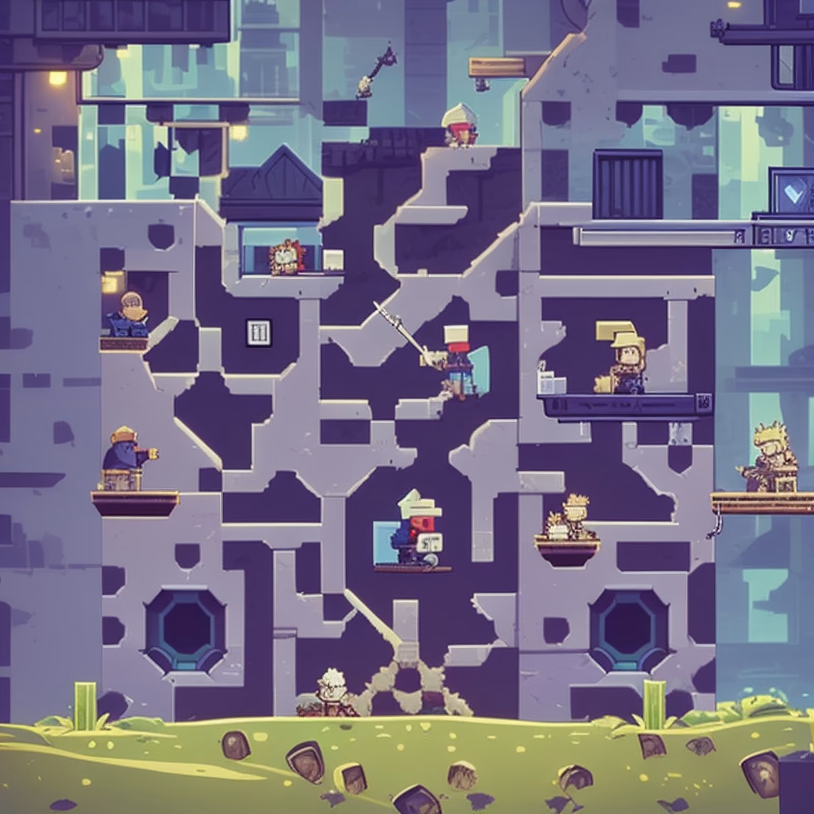 Pixel Art Game Level Building QR Code for Posters — image 1
