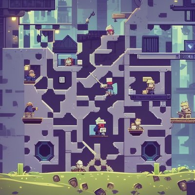 Pixel Art Game Level Building QR Code for Posters