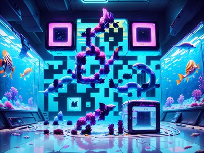 Neon Aquarium Lab Cyberpunk QR Code for Posters