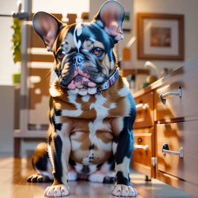 French Bulldog 3D Render QR Code Poster