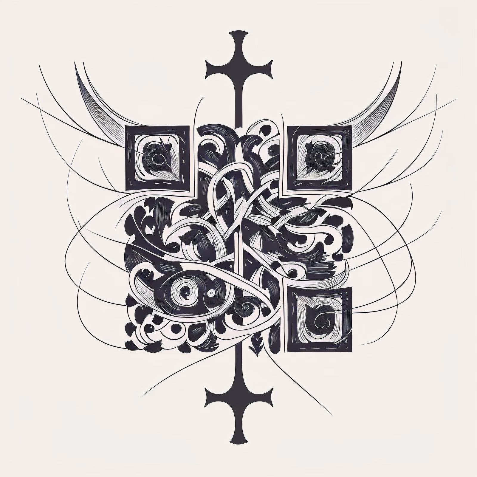 Thorny Vine Cross Tattoo Symbol QR Code for Temporary Tattoos — image 1