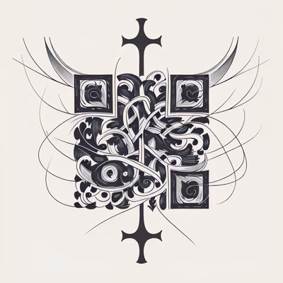 Thorny Vine Cross Tattoo Symbol QR Code for Temporary Tattoos — image 1