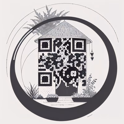 Цветочный домик, рисунок тушью: QR-код — изображение 1