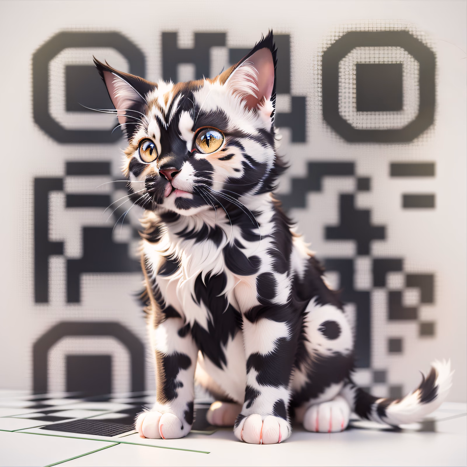 Spotted Kitten 3D Render QR Code for Posters — image 1