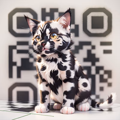 Spotted Kitten 3D Render QR Code for Posters — image 1