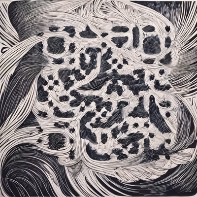 鸟群木刻曼陀罗涂鸦二维码艺术 — 图片 1