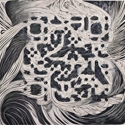 Flock of Birds Woodcut Zentangle QR Code Art